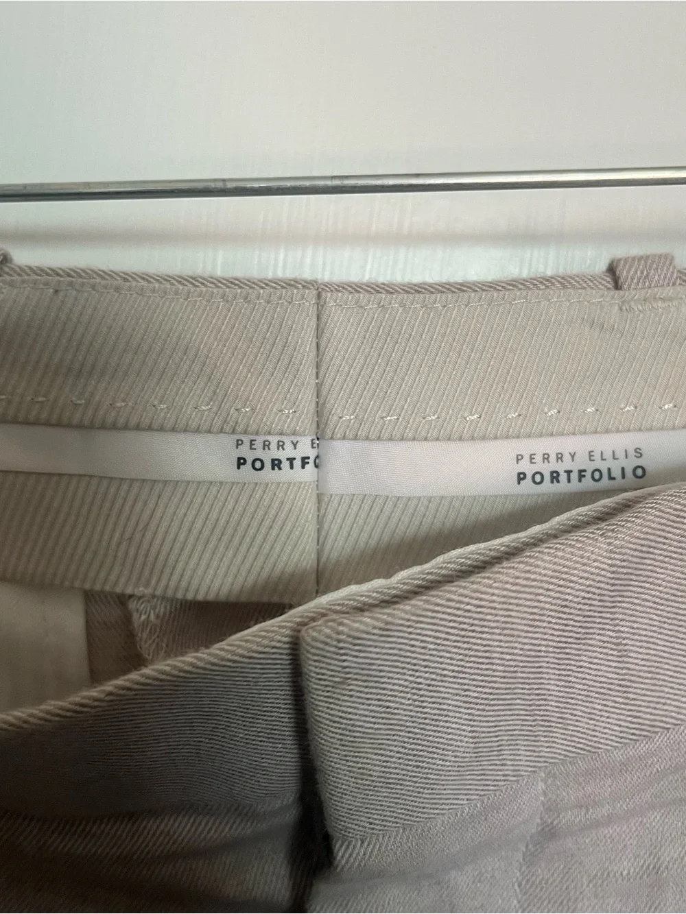 Perry Ellis Light Gray Linen-Blend Chinos - Classic Straight Fit